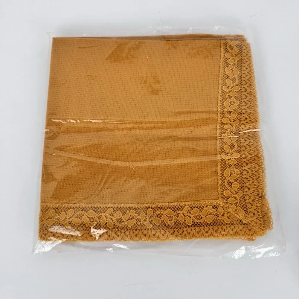 VTG 70s Cloth Dinner‎ Napkins (4) Goldenrod Yellow Lace Trim MCM NOS JcPenny - Picture 4 of 5